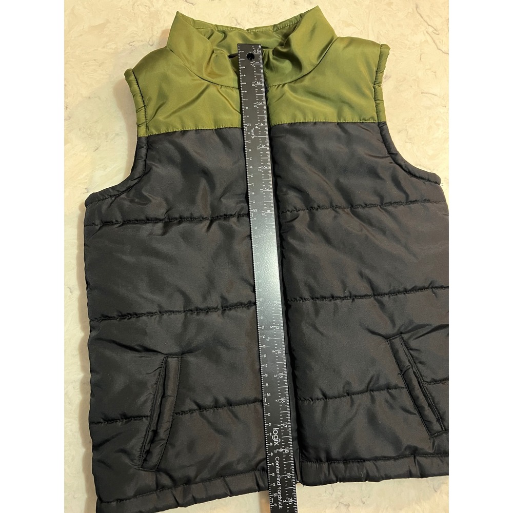 Kids SnoZone Puffer Vest Green Black Padded Zip‎ Up Size 12 - Picture 5 of 5